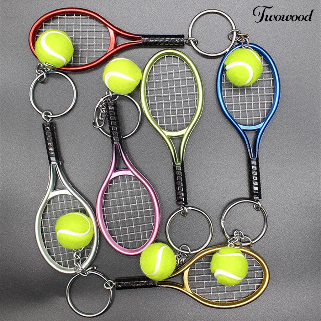 Twowood Gantungan Kunci Raket Tenis Bahan Metal