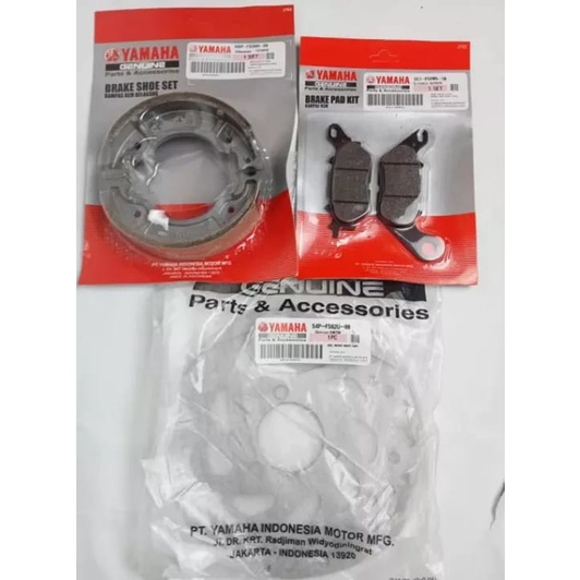 SEPAKET PIRINGAN CAKRAM DEPAN + KAMPAS REM DEPAN BELAKANG MIO J, SOUL GT 115, FINO Fi 115, MIO GT, XEON 115, X-RIDE 115