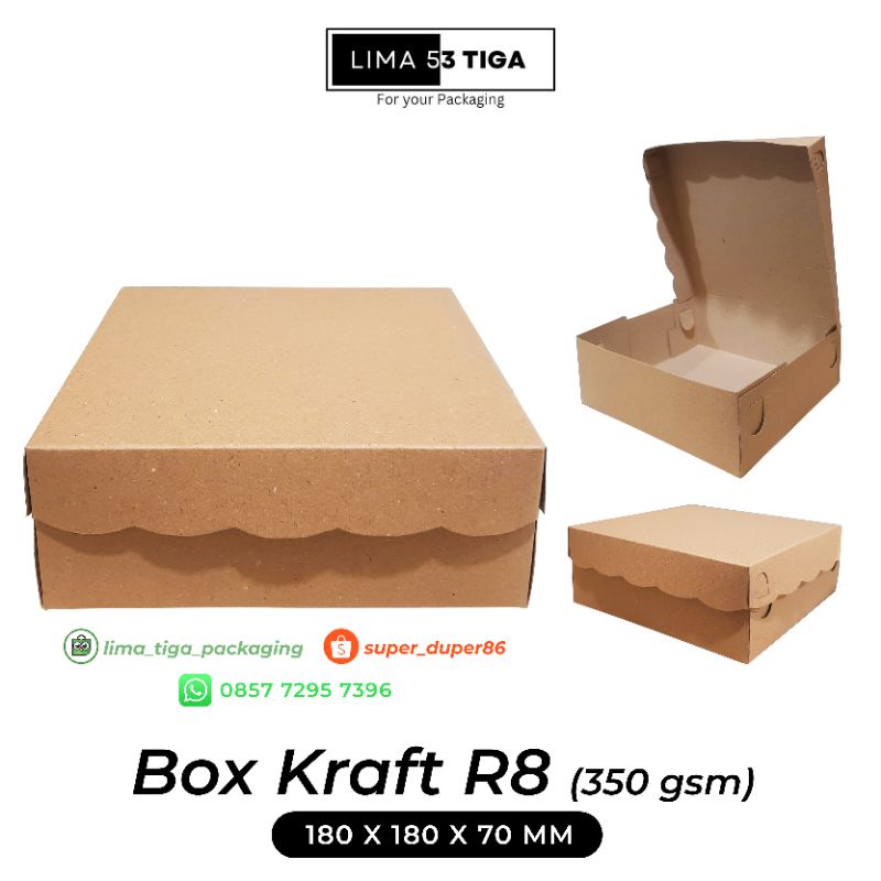 

BOX KRAFT R8 COKLAT 18x18x7 (min.order kelipatan 10) tebal 350 GSM ( cocok untuk dus catering/box nasi/camilan)