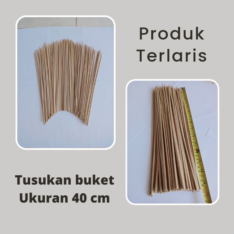 TUSUKAN BUKET, TUSUKAN SATE BAMBU,PANJANG 40 CM ISI 100 PSC | TUSUK KENTANG SPIRAL