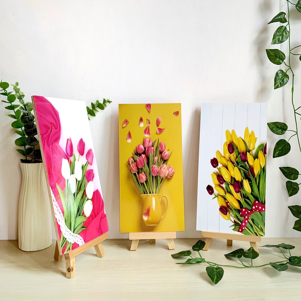 HIASAN DINDING TULIP 15X30 CM UKURAN BESAR KAMAR DEKORASI RUMAH WALL DECOR RUANG TAMU BUNGA TULIP UKURAN BESAR