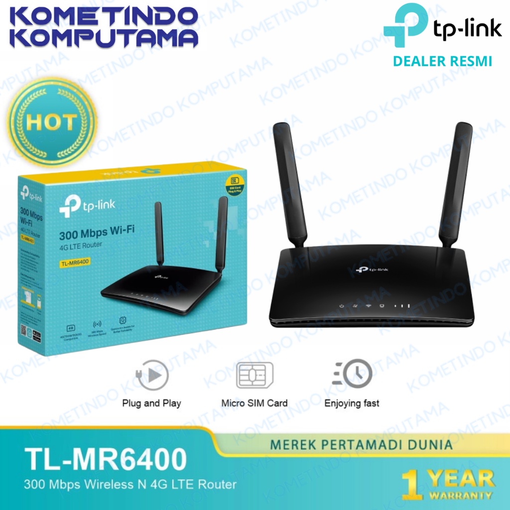 TP-LINK TL-MR6400 Wireless Router 3G, 4G LTE Micro SIM Card 300Mbps - Garansi Resmi ORIGINAL 100% TPLINK