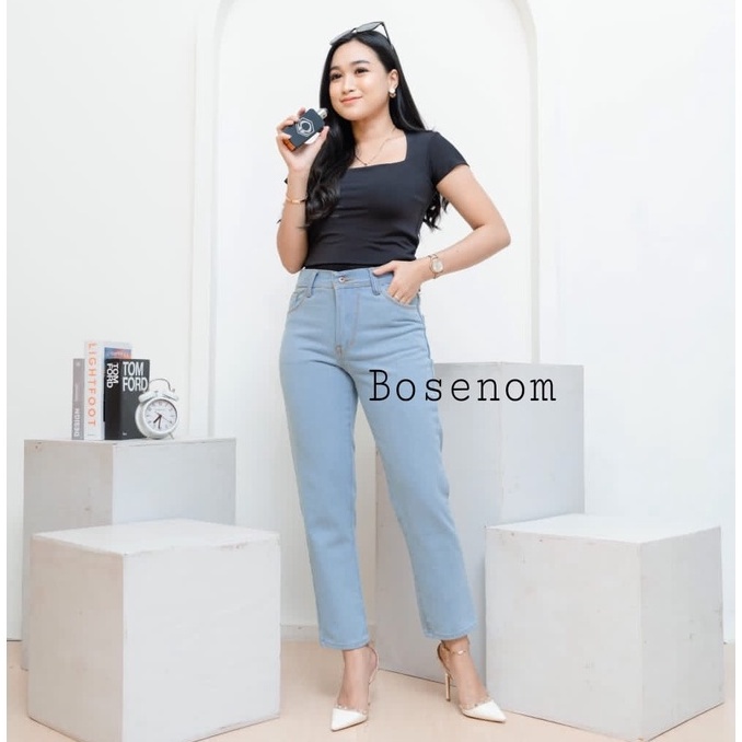 Highwaist Celana boyfriend wanita BF polos