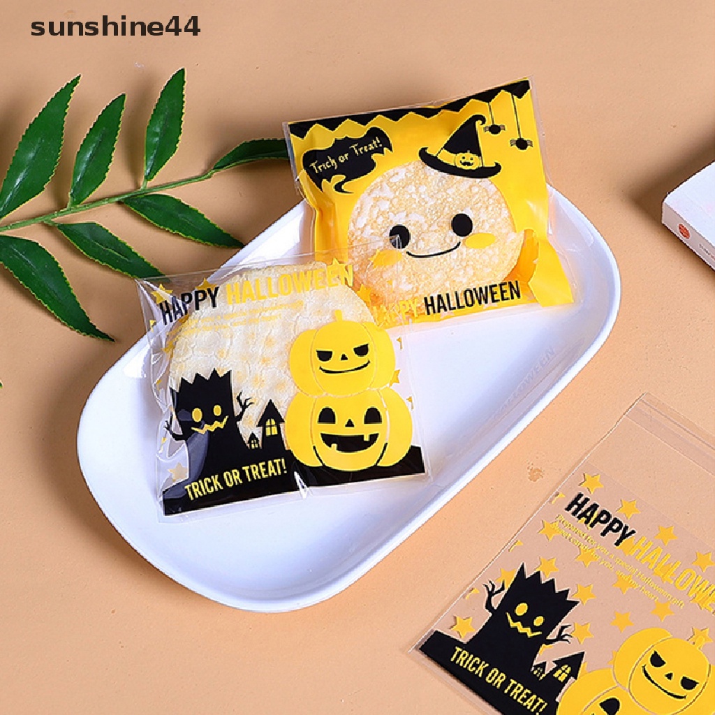 Sunshine 100Pcs Kantong Plastik Permen / Kue Kering Untuk Dekorasi Halloween