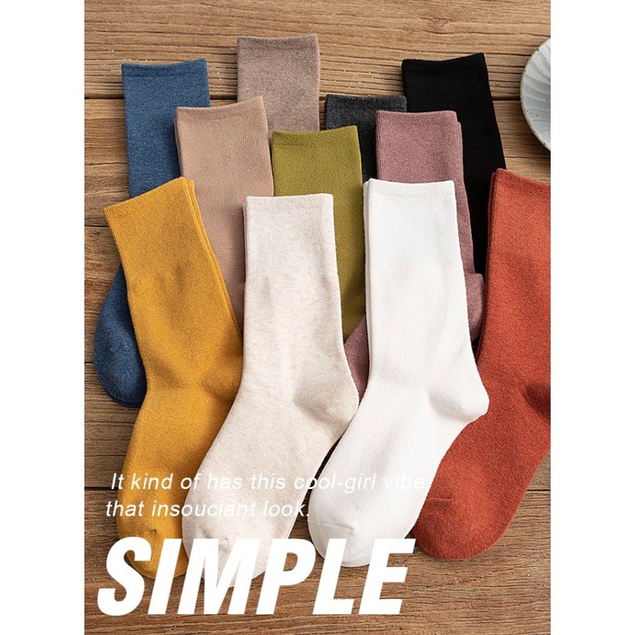 ENNWEN KK99 Kaos Kaki Solid Color Simple Cool Girl Socks
