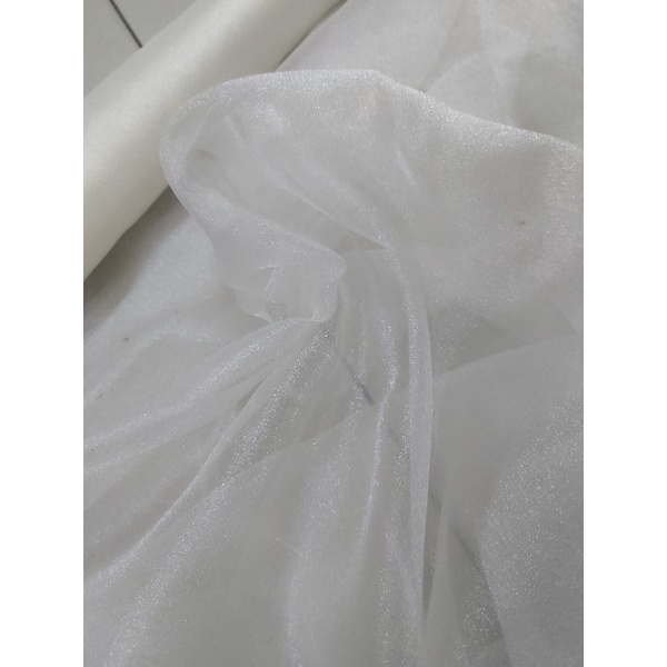 Kain Organza Silk Metalik / Organza Kristal / Organza Glossy / Organza Polos Pearl Pasir