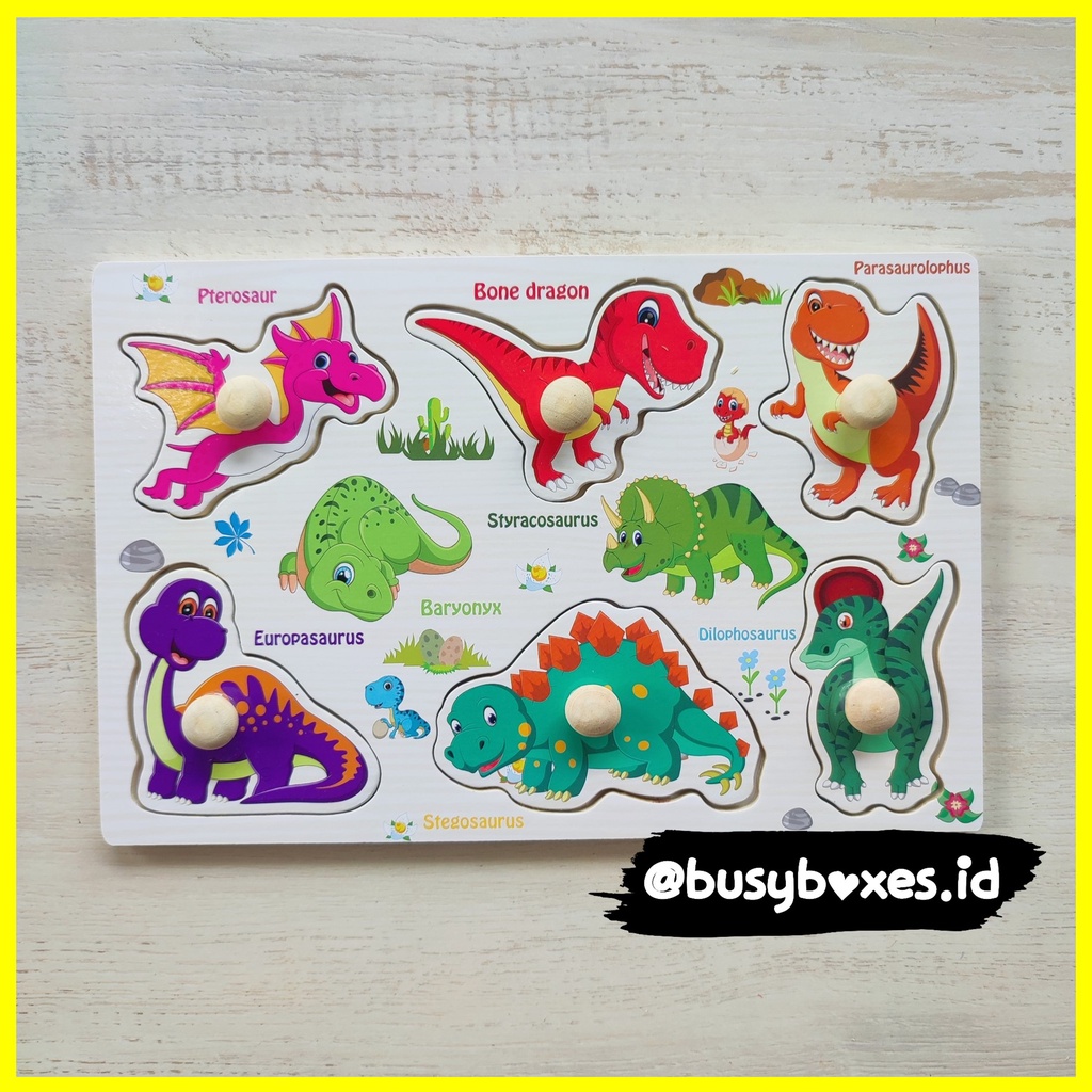 Busyboxes.id Mainan anak edukasi anak 1 2 3 tahun laki laki perempuan mainan edukasi Montessori puzzle jigsaw 3d kecil dinosaurus