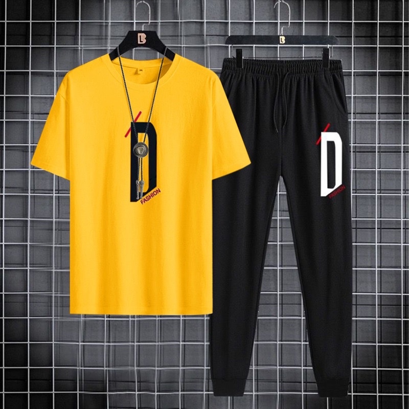 BAJU STELAN PRIA LENGAN PENDEK DD SETELAN COWOK KAOS + JOGGER PANJANG