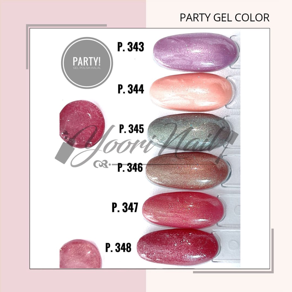 PARTY kutek gel halal (273-322) glitter series halal uv led nail polish 15ml gel party halal