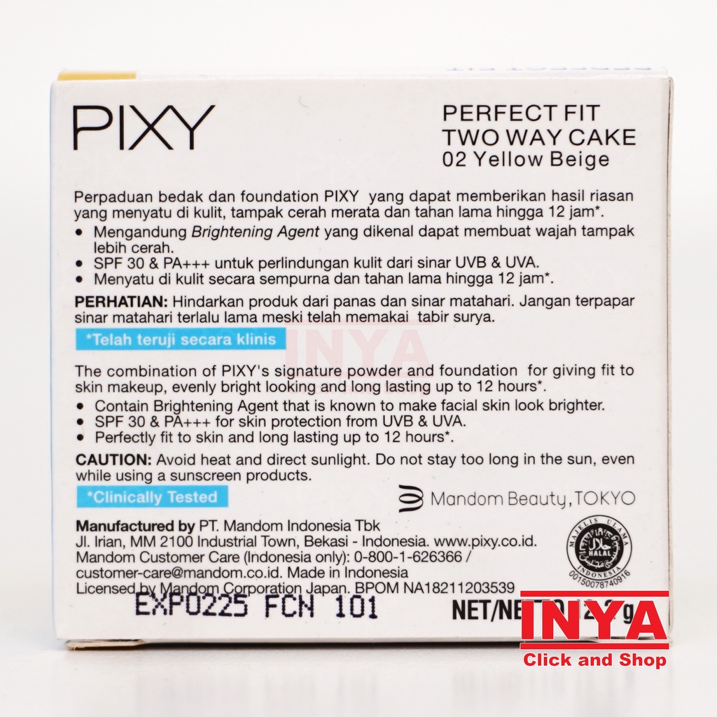 PIXY TWO WAY CAKE PERFECT FIT REFILL 02 YELLOW BEIGE 12.2gr - Bedak Padat - Compact Powder