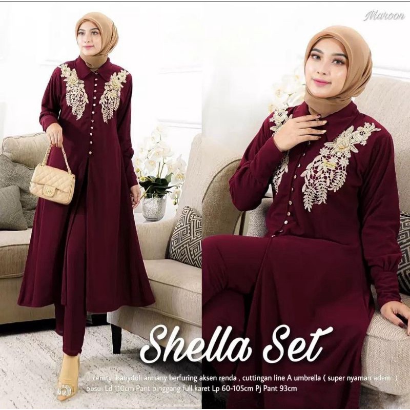 Fashion MUSLIM, baju wanita, baju stelan wanita, setelan, stelan, Baju stelan, fashion wanita, one set. Shella Set