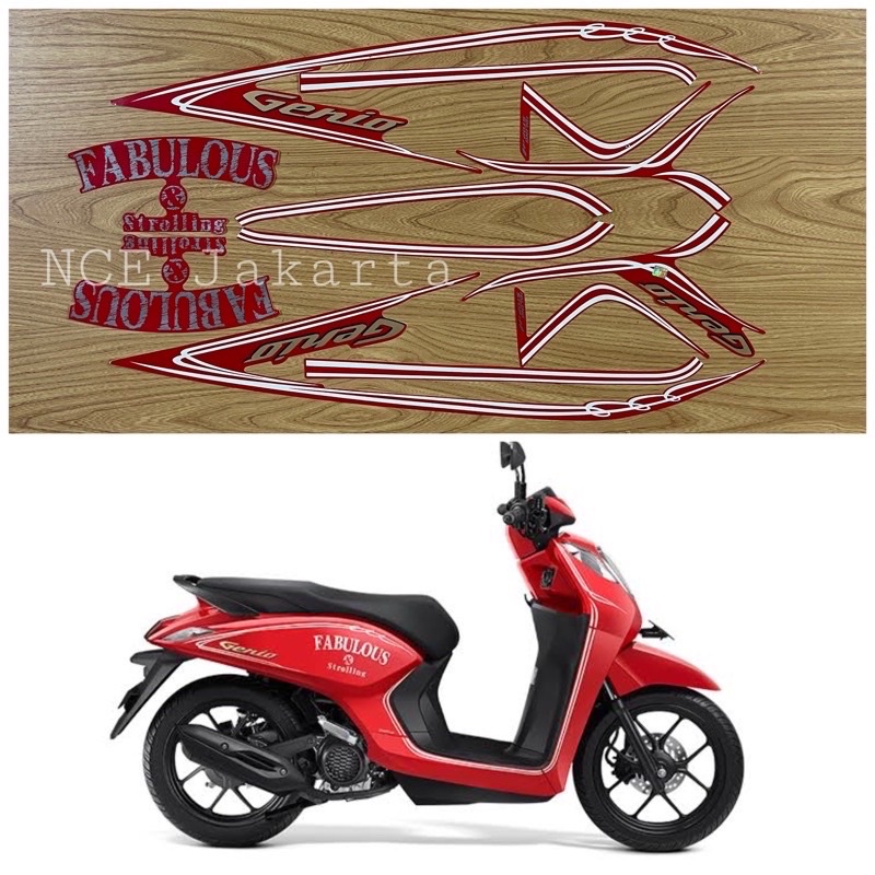 STIKER STRIPING MOTOR GENIO FABULOUS 2020 MERAH