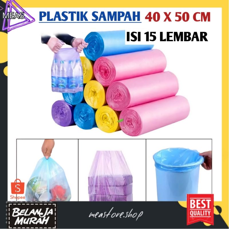 MEASTORE | KANTONG PLASTIK SAMPAH 45X50CM ISI 15 LEMBAR / KANTONG PLASTIK GULUNG ROLL / PLASTIC TRASH