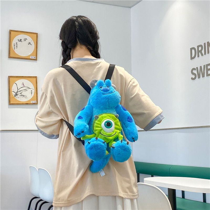 ♘❉☏Sera mengimpor Monsters University 20th anniversary Sullivan hair monster bermata besar boneka mewah boneka ransel ransel kartun lucu