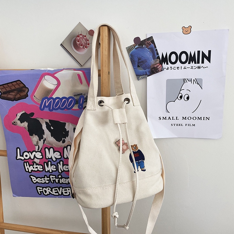[BISA COD] T3999 Tas Canvas Tas Selempang Wanita Korea Tote Bag Sling Bag Perempuan Tahan Air Stylish