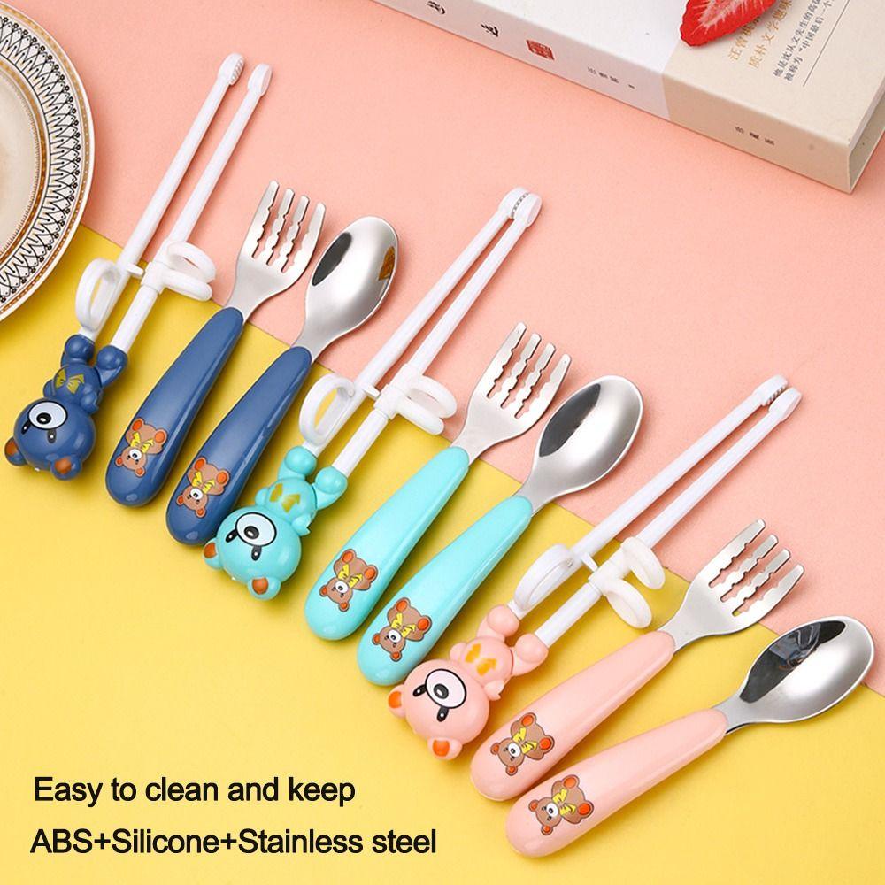 Solighter Set Peralatan Makan Anak Lucu Reusable Food Eat Training Belajar Sumpit