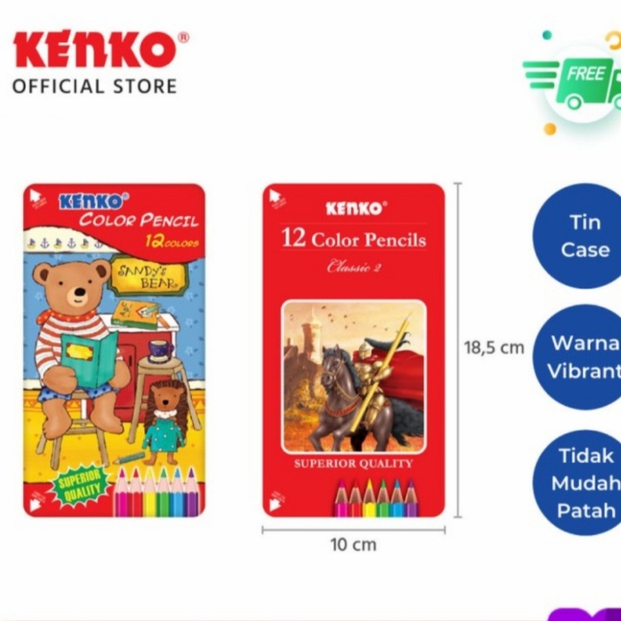 

Pensil Warna Kenko 12 Warna Kaleng / Tin Case
