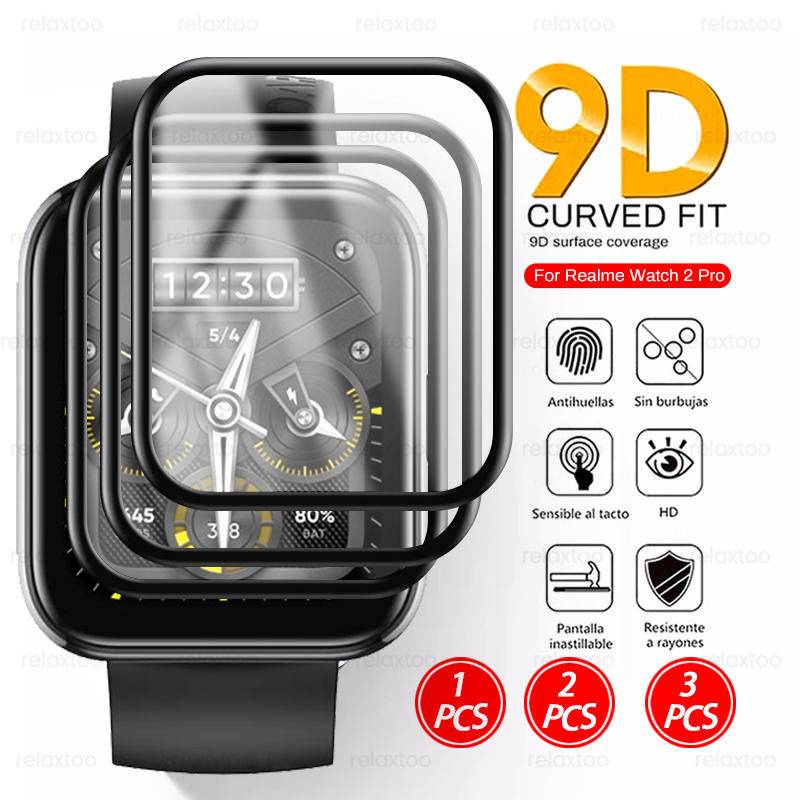 1-3 Pcs Pelindung Layar Tempered Glass 9D Untuk Realme Watch S 2 3 T1 S100 Pro HD band 2