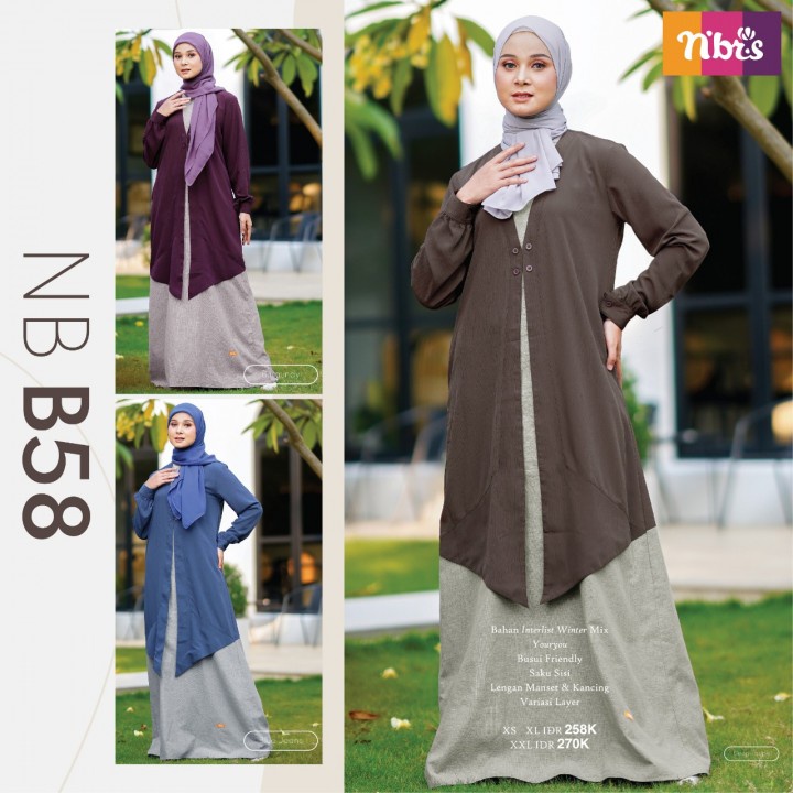 Gamis Nibras Nb B58 / Original Nibras Terbaru 2022 / Dress / Maxy / Fashion Muslim