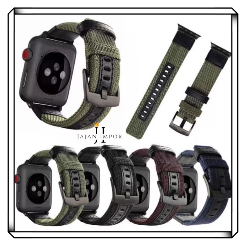 Tali Strap Kanvas Nylon Kulit lWatch / i watch / i-watch 3 4 5 6 7 SE 41mm 42mm 45mm 49mm Iwo 38mm 40mm 41mm