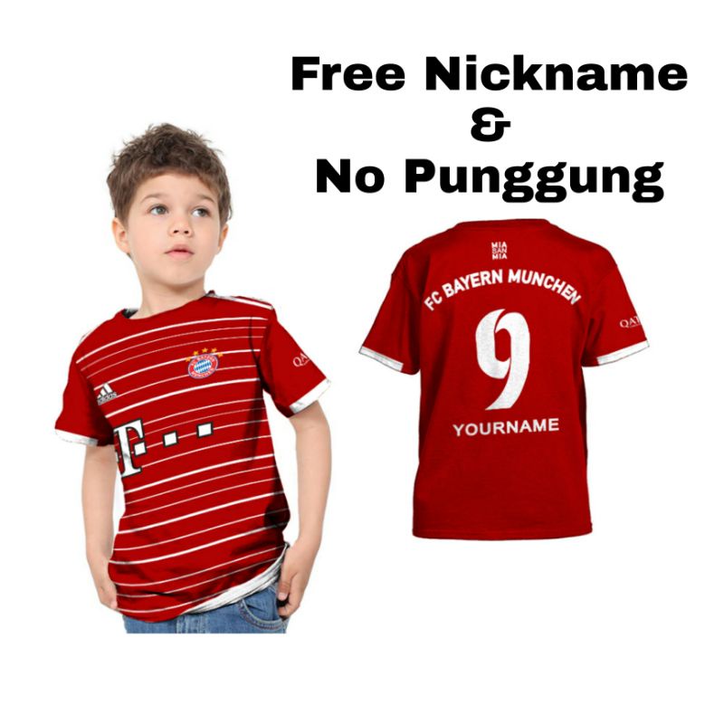 Kaos Jersey Bola Anak Printing Bayern Munchen Custom Nama