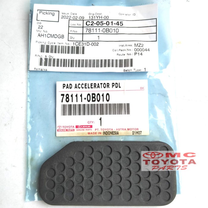 Cup Holder Karet Injakan Pedal Gas Kijang Kapsul 78111-0B010