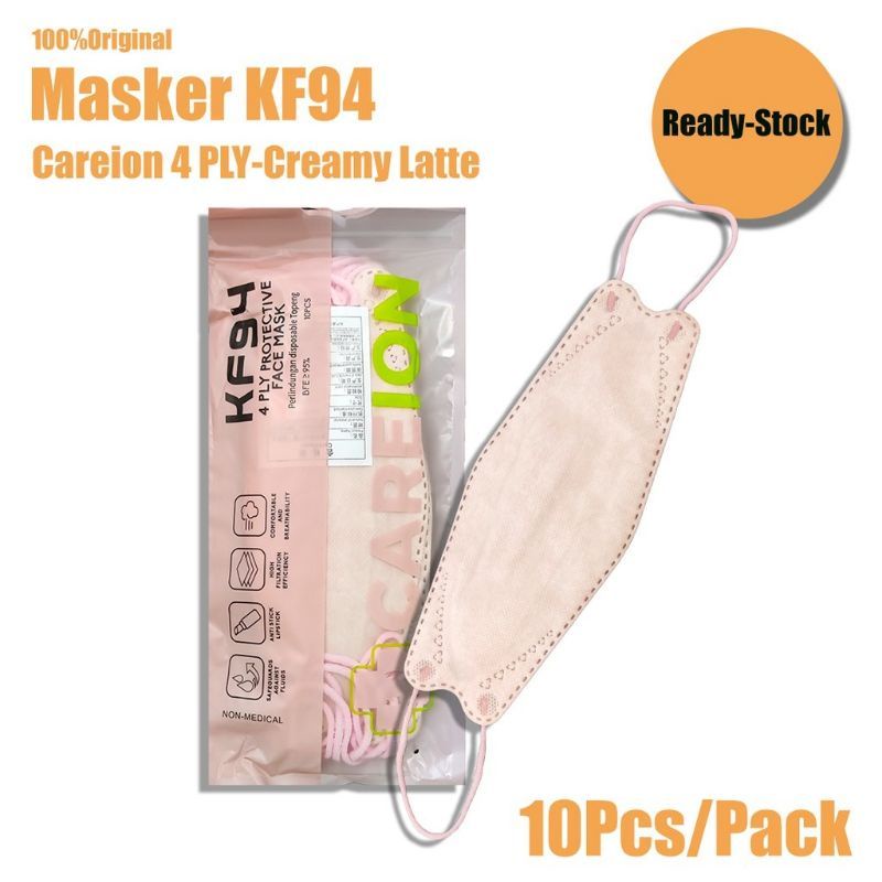 KF94 MASKER FACEMASK MOUSON / CAREION / ONCARE 4PLY ISI 10 PCS WARNA HITAM - PUTIH-CREAMYLATE CI / KF94