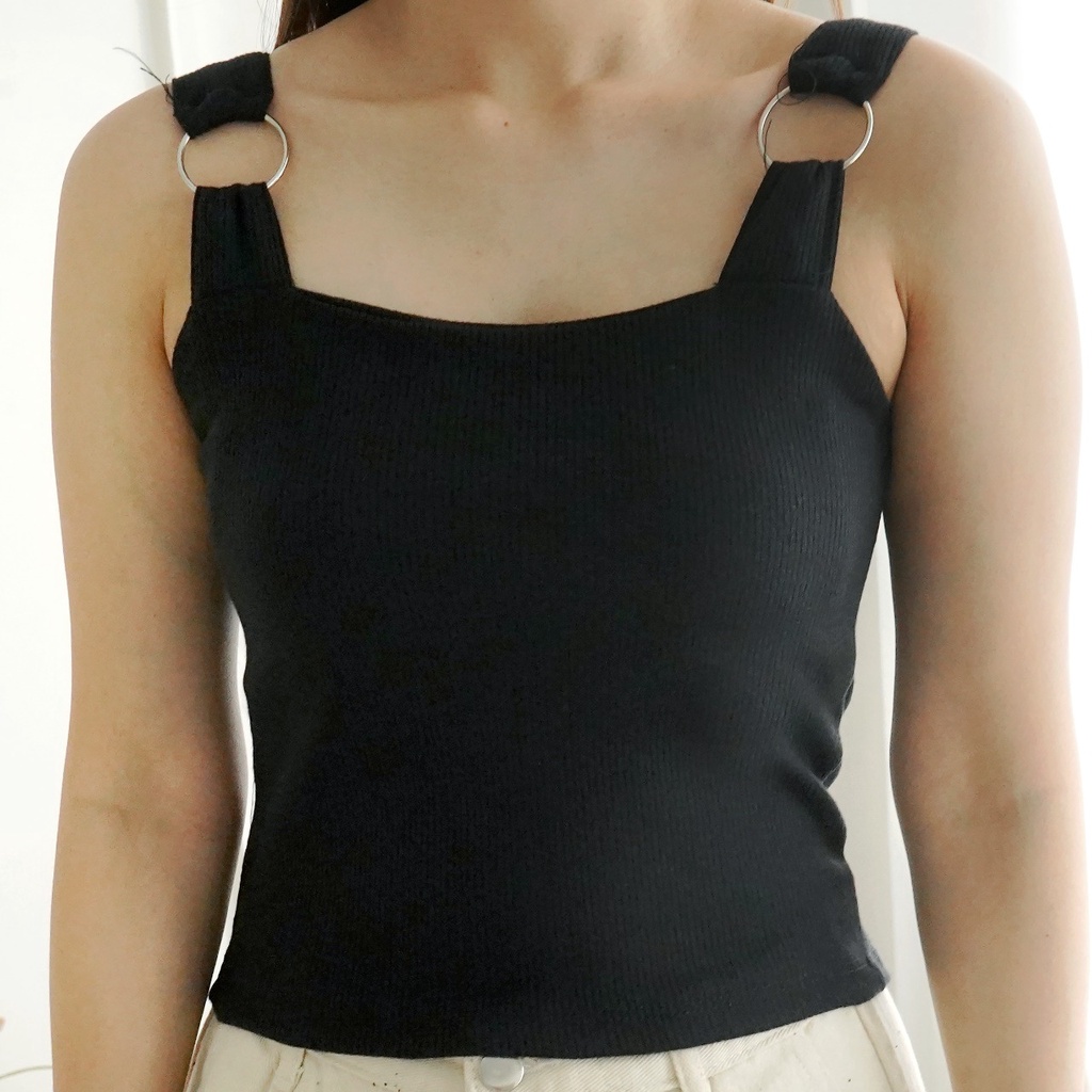 Korean Square Tank Top Ring Tanktop Baju Atasan Wanita Crop Top 230