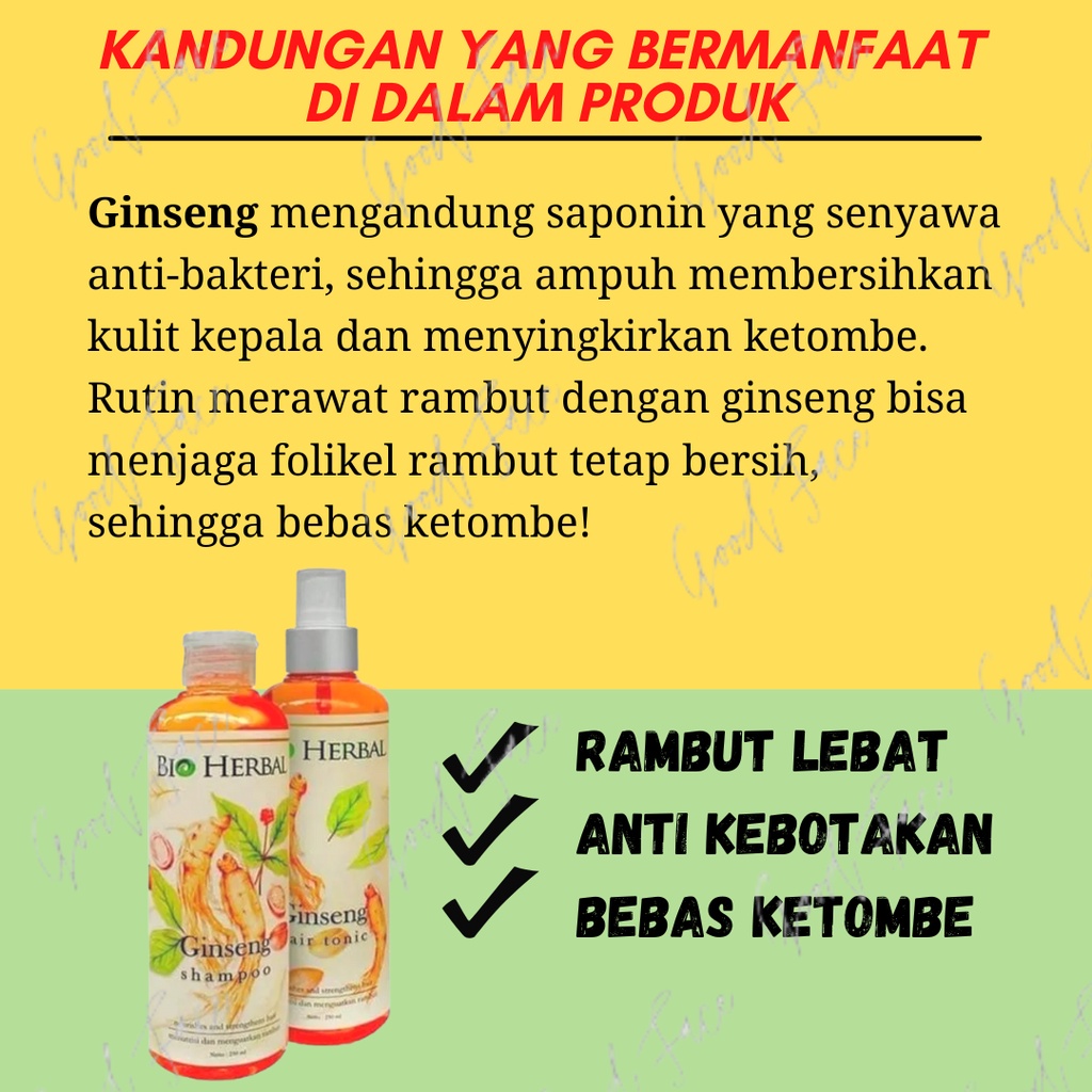 PENUMBUH RAMBUT BOTAK - BIO HERBAL GINSENG PAKET SHAMPOO - HAIR TONIC - PAKET BIO HERBAL 2IN1