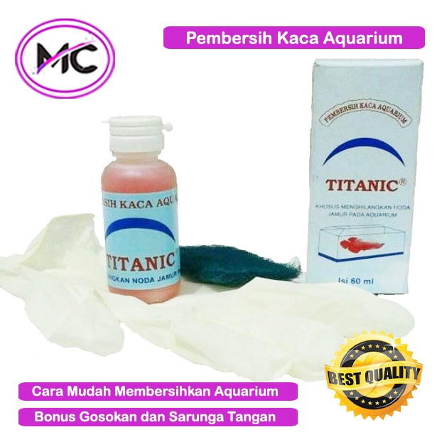 Obat Pembersih Anti Jamur Kerak Aquarium Titanic Pembersih Kaca Aquascape 60 ml Super Ampuh Praktis Original