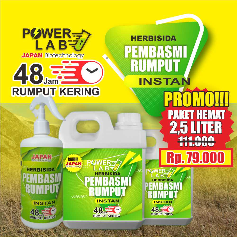 PROMO Powerlab Paket Hemat Lengkap 2 Jerigen dan 1 Botol Spray Herbisida Kontak Racun Obat Pembasmi 