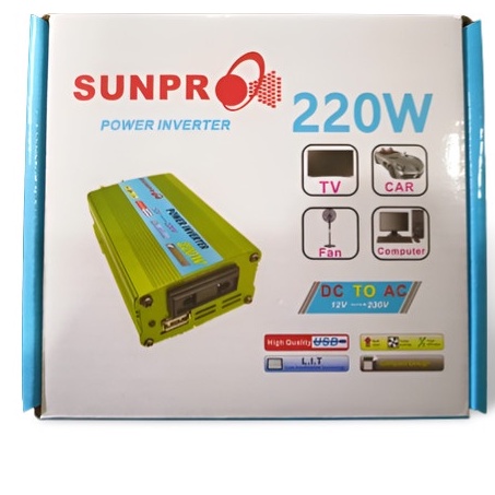 COD Power Inverter Sunpro 220 WATT DC To AC 12V 220V High Performance