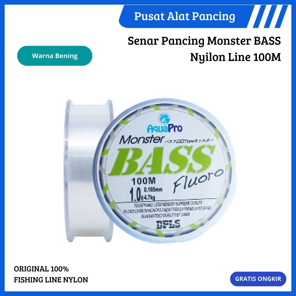 Senar Pancing Monster Bass 100M Tali Pancing Brand AquaPro Senar Monster Bass Fluoro Japan Fishing line Nylon Premium Quality