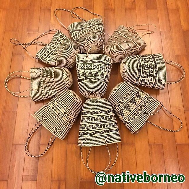 Bakul Rotan Motif, Tas Rotan, Kandul Rotan, Tas Dayak, Anjat Dayak