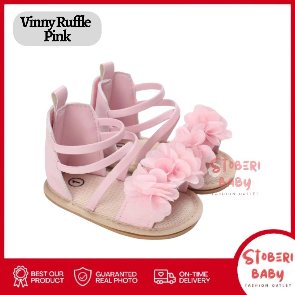 PUNCAK 3.3 stoberi baby - PREWALKER Sepatu Anak Bayi Baby Shoes Sandal Casual Socks Anti Slip Bahan Import / VINNY RUFFLE