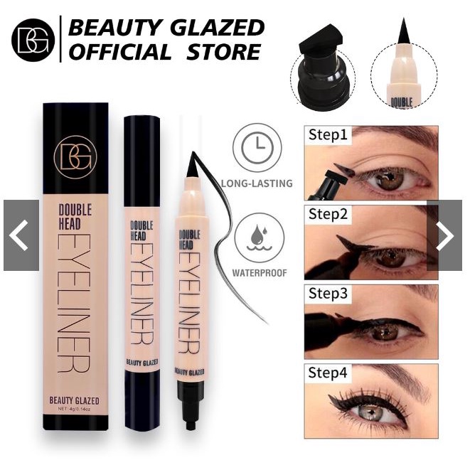 (READY &amp; ORI) Beauty Glazed 2 In 1 Double Head Eyeliner Black B119 B 119