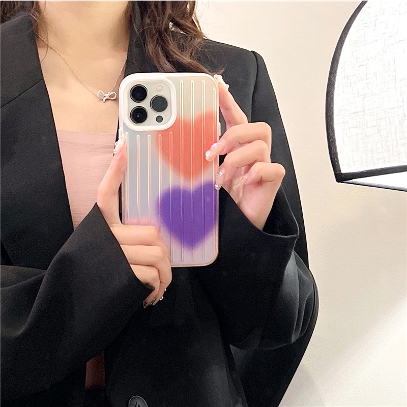 Soft Case Motif Hati Warna Pelangi Untuk IPhone 14 13 12 11 Pro Max