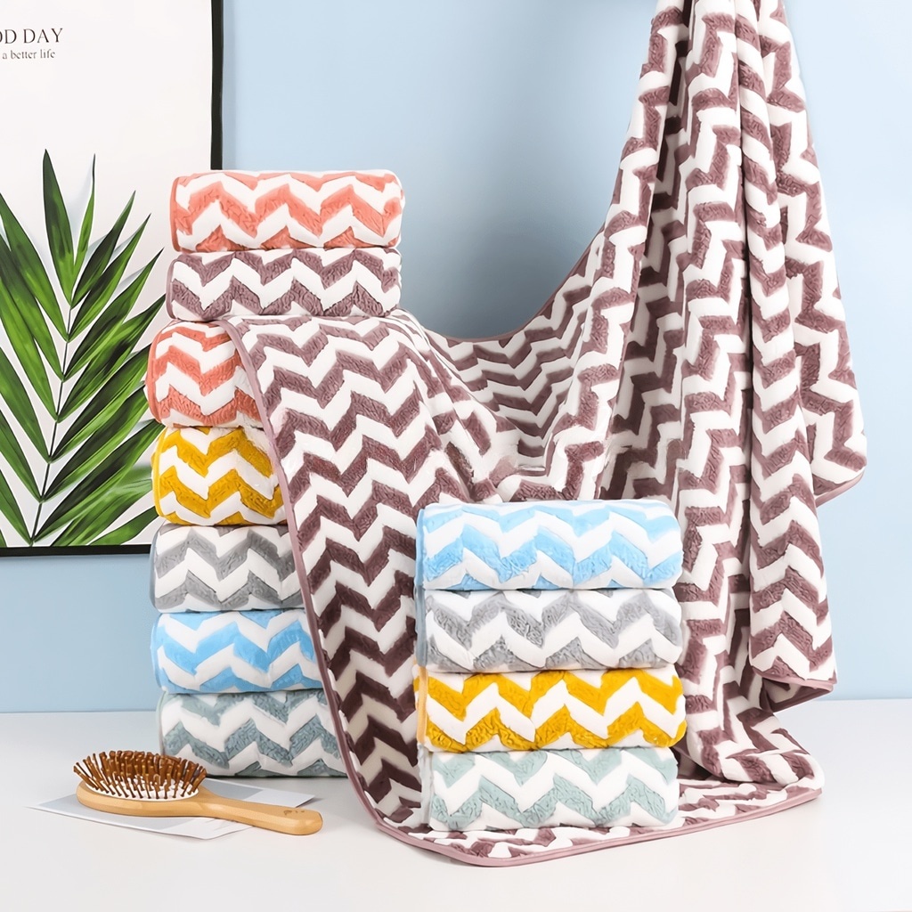 Handuk Mandi microfiber motif Zigzag Besar 50x100cm Handuk Dewasa Handuk Anak Import