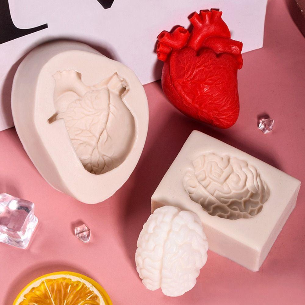 Populer Halloween Brain Heart Perlengkapan Baking Retro Hias Drip Mold Cetakan Silikon