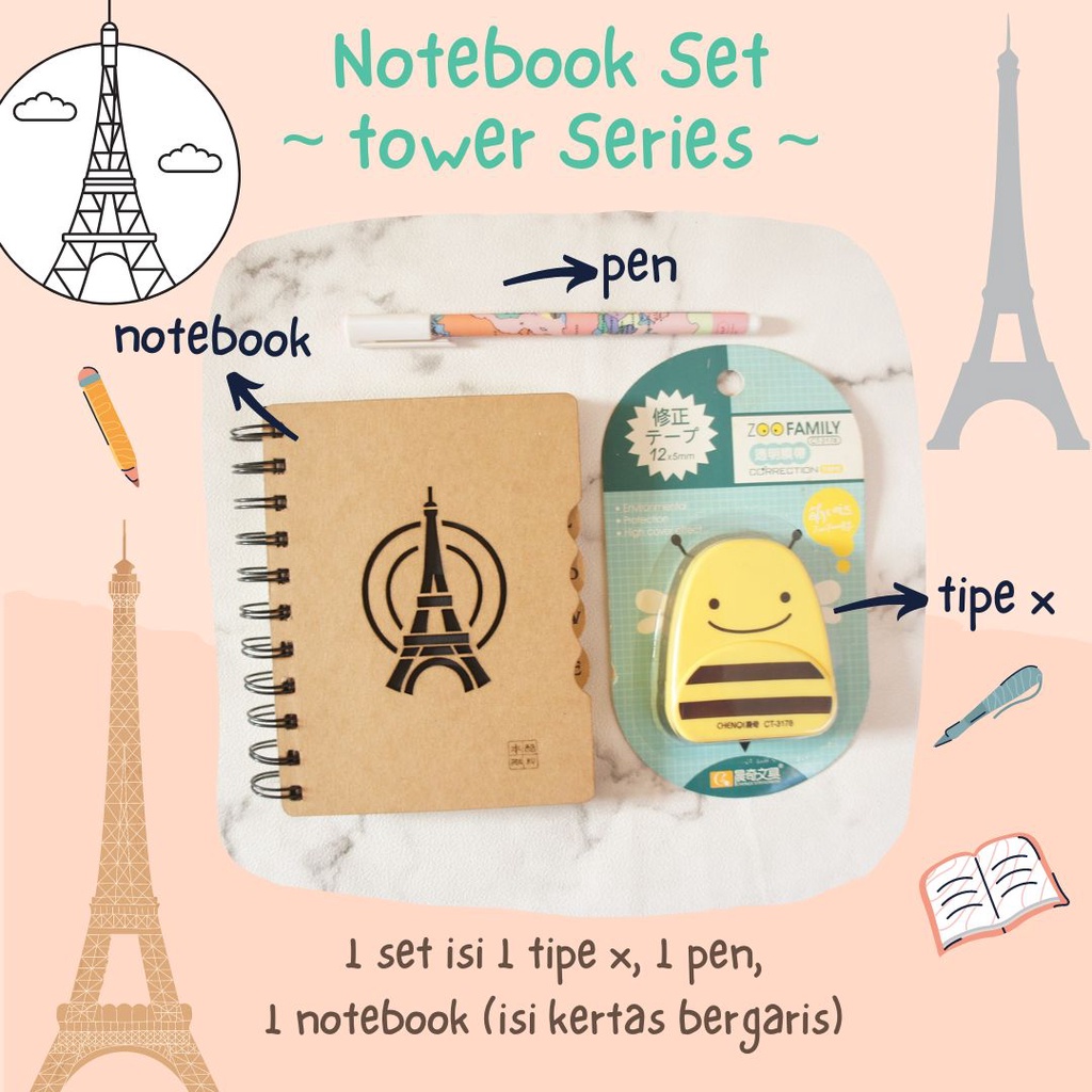 

Paket alat tulis set stationery Set buku catatan Set alat tulis set buku tulis stationary set paket alat tulis Notebook buku catatan buku tulis tower series