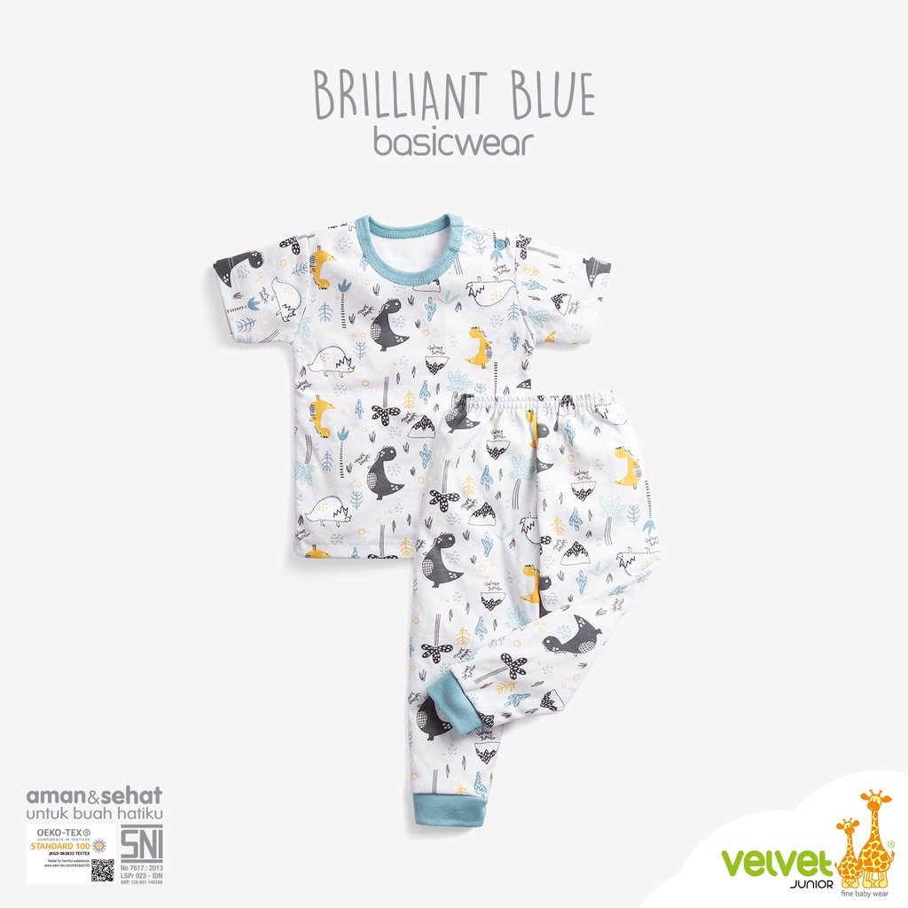 3 Set Velvet Junior CPR COURAGE Terbaru | Setelan Anak Kaos Celana Terbaru Basic Wear Piyama BRILLIANT BLUE | Sguna