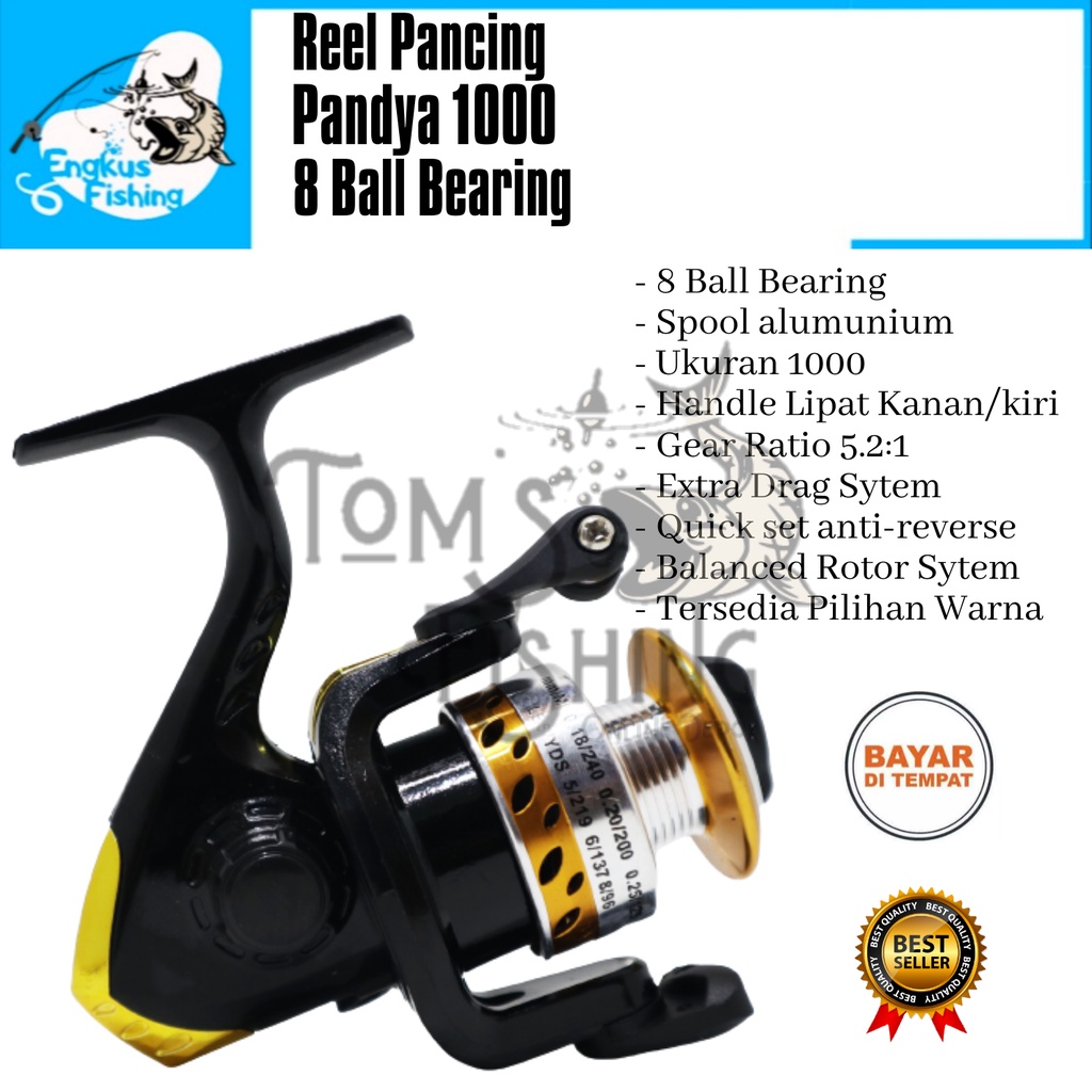 Reel Pancing Pandya 1000 (8 Bearing) Spool Alumunium Murah - Engkus Fishing