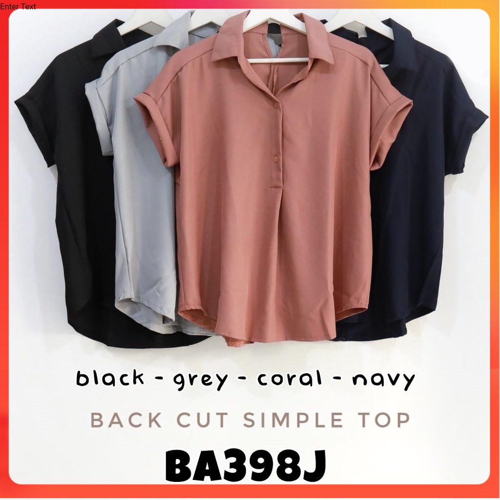 BAJU KAOS WANITA TERLARIS// Kemeja wanita / cewek warna polos leher belakang karet lengan pendek fas