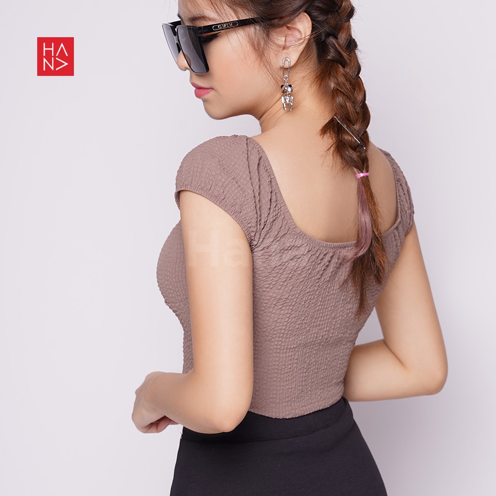 HanaFashion JKT - Haruna Sabrina Crop Top Korean Style - TS532