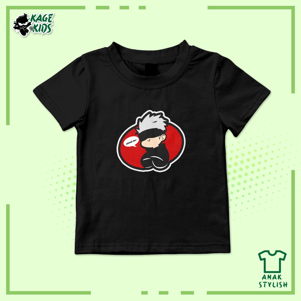 Kaos Distro Anak YOWAIMO GOJO SATORU Laki Laki dan Perempuan / Umur 1-10 Tahun / Custom Request / Te