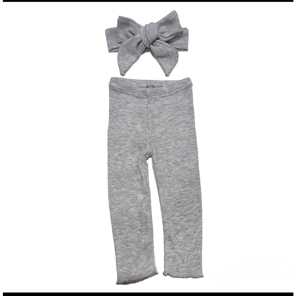 legging bayi mazaya bahan rib bonus headband 0-12 bulan