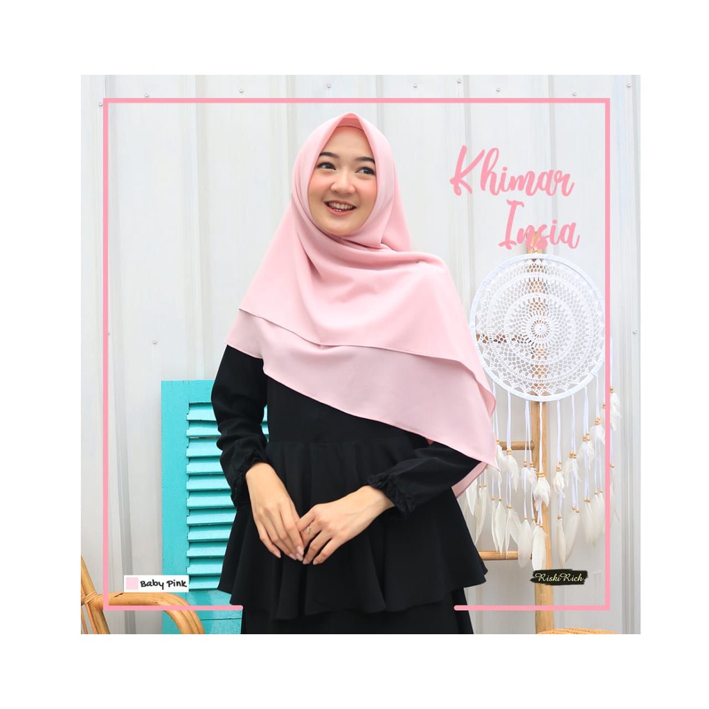 Riskirich Insia Khimar Jilbab Segi Empat Instan 2 layer Premium Jahit Tepi