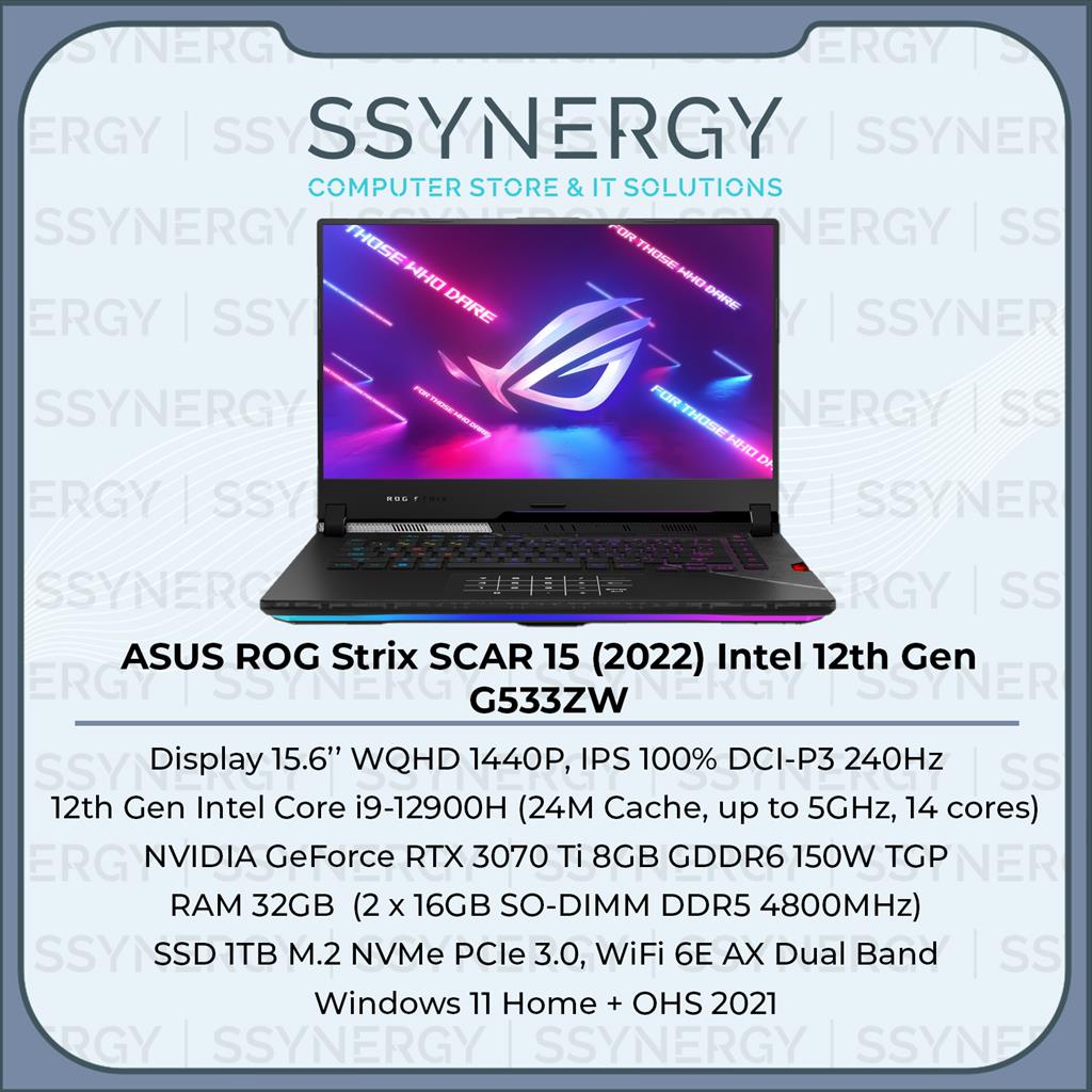ASUS ROG STRIX SCAR 15 G533ZW i9-12900H 32GB 1TB RTX3070Ti W11+OHS