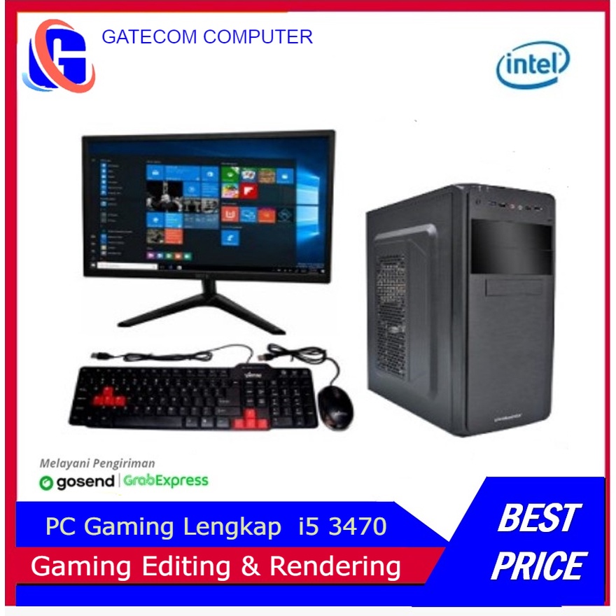 PC Gaming Fullset Intel Core  i5 3470 / GT 1030 2GB  / DDR 16 GB / SSD 120  / LED 19 Inci