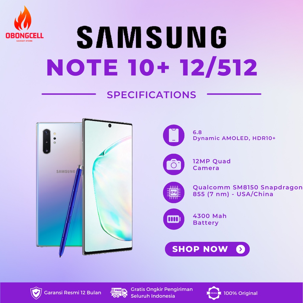 Hp BARU Samsung GTalaxy Note 10 Plus 12/512GB Garansi Resmi Original